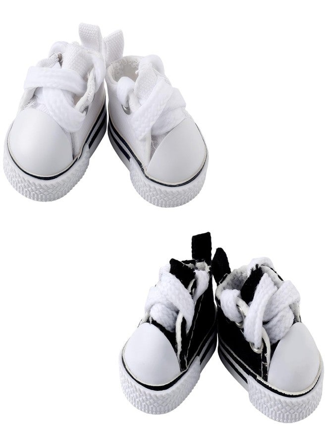 Tmtains 2Pairs Doll Shoes for 15&17cm 2025New Dolls Cute Mini Lace up Canvas Sneakers Match for Dolls Clothes Kawaii Finger Shoes for 1st/2nd/3rd Gen Doll Dress up Decoration Accessories (No Doll) - Image 1